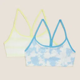 Marks & Spencer White & Blue Tie and Dye Print Bralette Crop Top-29
