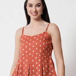 CHARMGAL Rust & White Floral Print Top-image-91