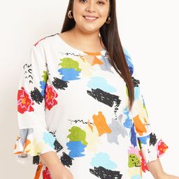 U&F Beyond Plus Size Abstract Printed Bell Sleeves Cut Out A-Line Top-8
