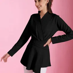 Selvia V-Neck Long Sleeves Wrap Top-image-75