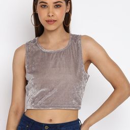 Mayra Grey Velvet Crop Top-image-26