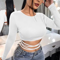 Stylecast X Slyck Long Sleeves Tie-Ups Fitted Crop Top-image-35