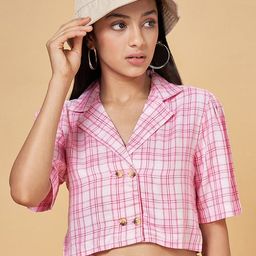 Coolsters by Pantaloons Checked Cotton Shirt Style Crop Top-image-35