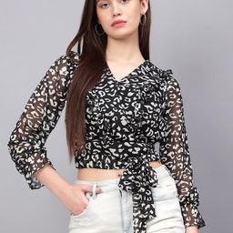 ANVI Be Yourself Animal Printed Waist Tie Ups Crop Regular Top-image-31