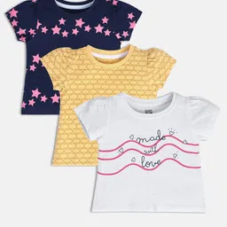 MINI KLUB Infants Girls Pack Of 3 Conversational Printed Cotton Regular Tops-image-82