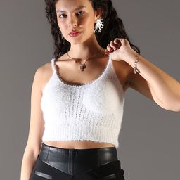 SHOWOFF Women Self Design Fringed Crop Top image 3