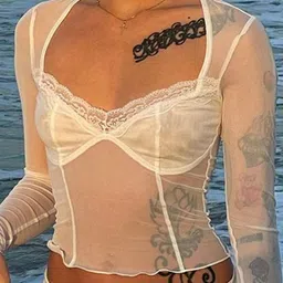 StyleCast x Revolte Net Bralette Crop Top image 2