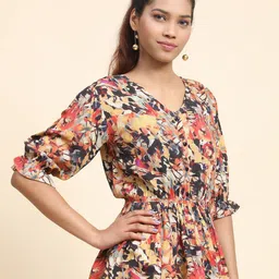 BAESD Abstract Printed Cotton Pleated A-Line Top image 3