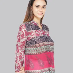 TSM Floral Printed Mandarin Collar Shirt Style Top image 4