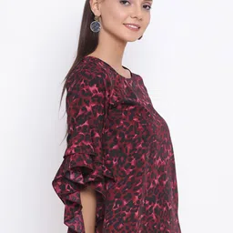 DRAAX Fashions Abstract Printed Flutter Sleeves Top image 3