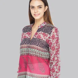 TSM Floral Printed Mandarin Collar Shirt Style Top image 5