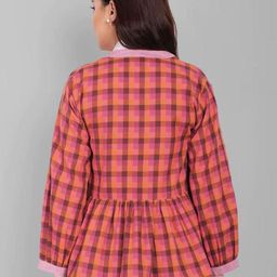 Mera Rang Checked Cotton Open Front Shrug image 3