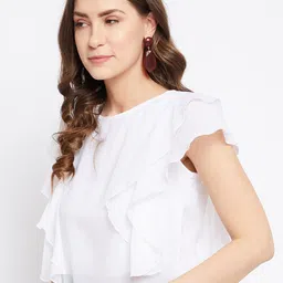 Bitterlime Flutter Sleeve Georgette Top image 4