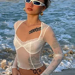 StyleCast x Revolte Net Bralette Crop Top image 4