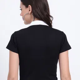 TABADTOD Typography Printed Crop Top With Collar image 5
