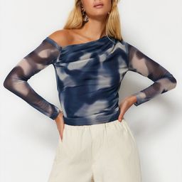 Trendyol Abstract Printed One Shoulder Top image 5