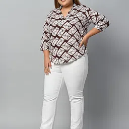 Vastraa Fusion Plus Size Abstract Printed Shirt Style Top image 5