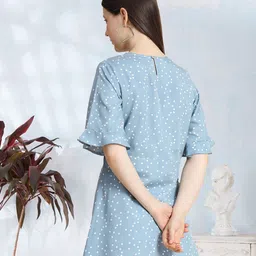 BAESD Polka Dot Printed Flutter Sleeve Crepe Cinched Waist image 5