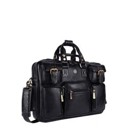 HAMMONDS FLYCATCHER Men Black Leather Laptop Bag-image-52