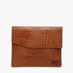 IMUR Unisex Tan Brown Black Textured Leather 14 Inch Laptop Sleeve-5