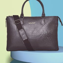 OLIVE MIST Unisex Brown Textured Leather Laptop Bag-38