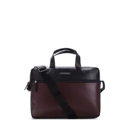 Police Men Colourblocked PU Laptop Bag-picture-24