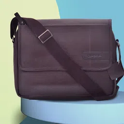OLIVE MIST Unisex Brown & Black Leather 14 Inch Laptop Bag-46