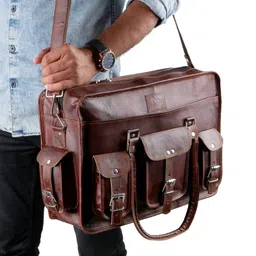 MaheTri Leather Laptop Bag-image-47