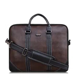 LOREM Unisex Blue & Tan Textured Laptop Bag-image-84