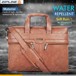 ZIPLINE Unisex Tan Textured Laptop Bag-image-4