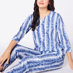 beebelle Blue & White Tie And Dye Printed Night Suit-picture-25