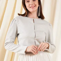 Kibo Self Design Sparkly Crop Shrug-48