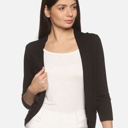 Outflits Women Black Solid Open Front Shrug-41