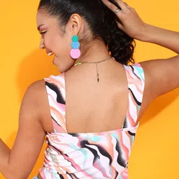 Popwings Abstract Print Shoulder Strap Crop Top image 4