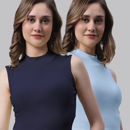 FBAR Pack Of 2 High Neck Cotton Fitted Tops-image-45