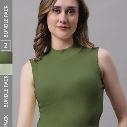 FBAR Pack Of 2 High Neck Cotton Fitted Crop Tops-image-51
