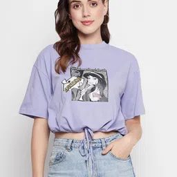 CAMLA Cartoon Character Printed Blouson Crop Cotton Top-picture-45