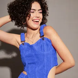 SASSAFRAS Ribbed Shoulder Straps Corduroy Cotton Crop Top-picture-58