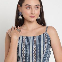 studio rasa Print Indigo Cotton Crop Top-image-59