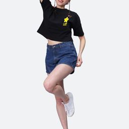 Mad Over Print Graphic Printed Round Neck Drop Shoulder Sleeves Cotton Crop Top-image-94
