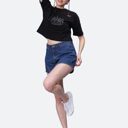 Mad Over Print Graphic Printed Round Neck Drop Shoulder Sleeves Cotton Crop Top-picture-24