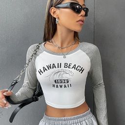 Stylecast X Slyck Colourblocked Raglan Sleeves Crop Top-image-39