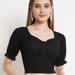 Popwings Black Solid Crop Top-image-96
