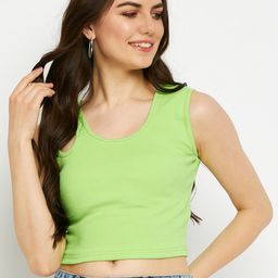BRINNS Round Neck Cut Out Fitted Crop Top-image-77