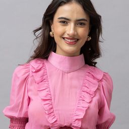 HAUTEQUE Ruffles Puff Sleeve Crop Blouson Top-image-13