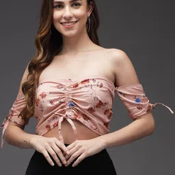 TANDUL Floral Printed Off-Shoulder Tube Crop Top-image-87