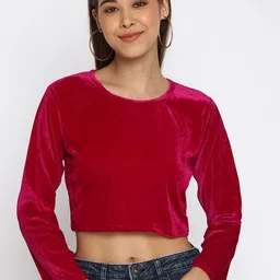 Mayra Fuchsia Velvet Crop Top-image-91