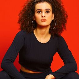 Sera Black Self Design Long Sleeves Crop Top-image-50
