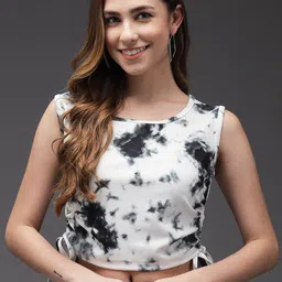 BAESD Tie and Dye Sleeveless Ruched Crop Top-image-48