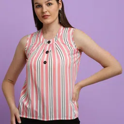 BAESD Women Vertical Stripes Striped A-Line Top-image-3